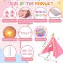 4 Pack Teepee Tent Set with Air Mattress, Sleeping Bag, Star Lights, Pink, 1.6m