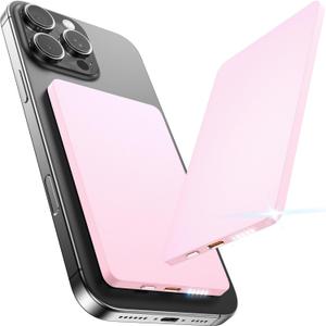 5000mAh for Magsafe Battery Pack Mini 22.5W Wireless Power Bank Fast Charging USB C in Out Power Pack, Magnetic Portable Charger Slim Powerbank for iPhone 16 15 14 13 12 Plus/ Pro/ Pro Max, Pink