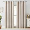 Melodieux Elegant Cotton Room Darkening Blackout Curtains for Living Room Bedroom Thermal Insulated Grommet Drapes, 52 by 84 Inch, Beige (1 Panel)