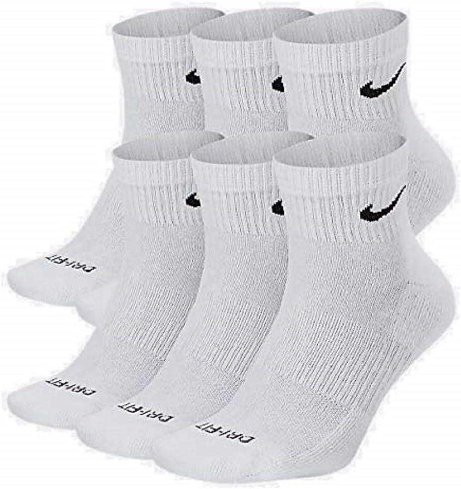 Nike Women's Everyday Plus Cushioned Socks 6 Pack (White, M)