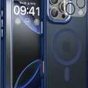 Magnetic 3 in 1 for iPhone 16 Pro Case, [Omni-Directional Protection] with 1x Screen Protector + 1x Camera Cover, [Seamless Work with Magsafe] Shockproof Slim Thin Matte Case for iPhone 16 Pro Blue