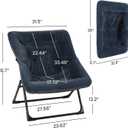 Comfy Saucer Chair for Adults, Soft Faux Fur Bedroom Chair, Accent Dorm Chairs, Flexible Living Room Reading Chairs, Oversized Folding Seat for Teens, X-Large, Navy Blue