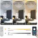 24" Flush Mount Crystal Chandeliers with Remote and APP,Black Ceiling Light