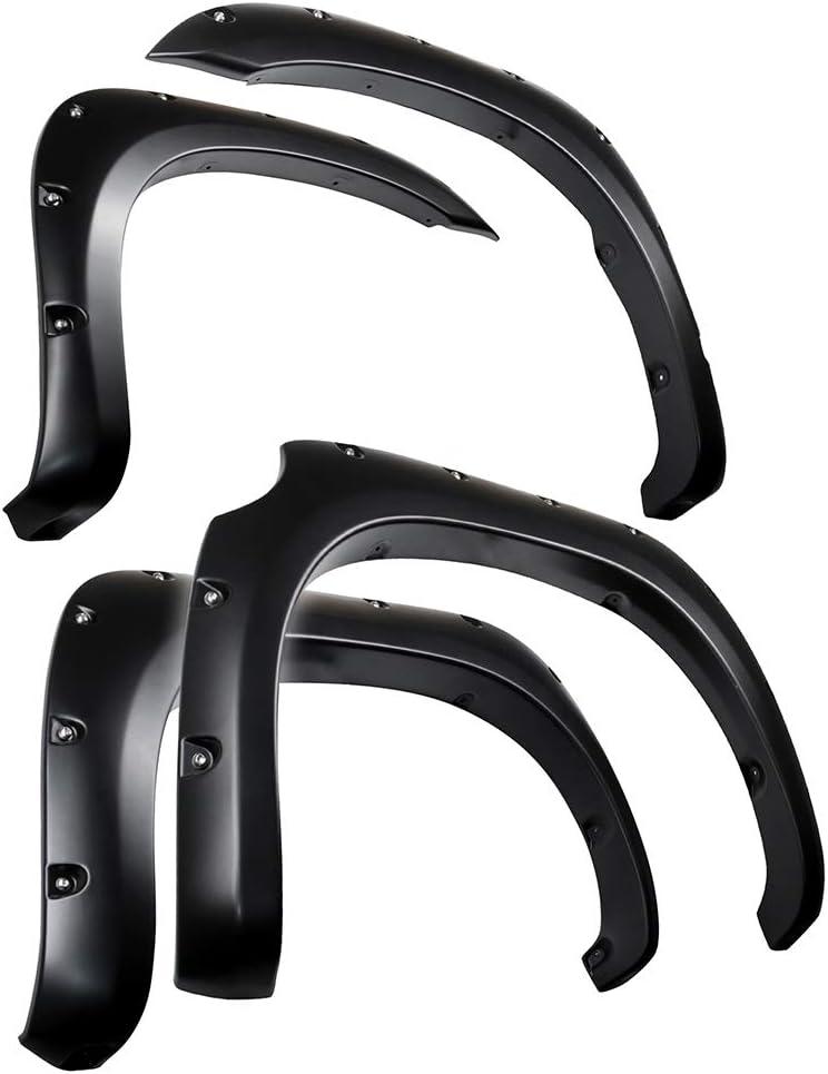 Tyger Auto Fender Flares Compatible with 2007-2013 Toyota Tundra, Smooth Textured Paintable Bolt-Riveted Style 4pc | TG-FF8T4398
