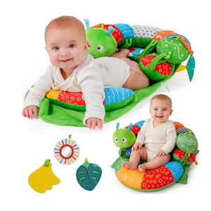 2-in-1 Tummy Time Mat & Baby Lounger Pillow - Seat Support for Baby Play Mat for Babies 0-6 Months, Infant Lounger Activity Center with Newborn Toys, Floor Pillows Sit Me Up, Infant Toys Floor Lounger