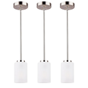 3 Pack Mini Pendant Light, Brushed Nickel Hanging Ceiling Lights with White Frosted Glass Shade, Modern Adjustable Lights for Kitchen Island Bedroom Hallway