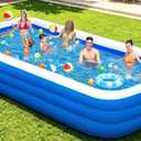 Extra Large Inflatable Pool for Adults, 145" x 74" x 22" Oversized Blow Up Family Swimming Pool, Durable Thickened Above Ground Pool for Backyard, Outdoor, Garden, Summer Water Party