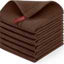 Homaxy 100% Cotton Waffle Weave Kitchen Dish Cloths, Ultra Soft Absorbent Quick Drying Dish Towels, 12 x 12 Inches, 6-Pack, Coffee