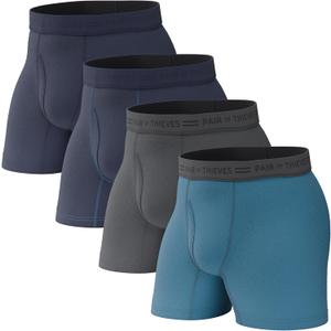 Pair of Thieves Soft Cotton Boxer Briefs for Men Pack (4 Pack) - Tagless Mens Underwear for All-Day Comfort and Support (XX-Large, Dark Navy)