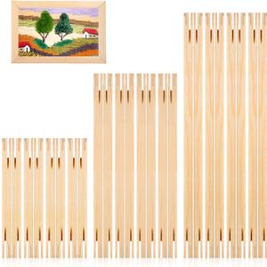 24 PCS 6 Sets Stretcher Bars for Needlework, 3 Sizes Wooden Canvas Stretcher Bars with Thumb Tacks Needlepoint Frame Canvas Stretchers Bar Set for Crafts Supplies, Gifts(7.87", 11.81", 15.75")