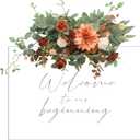 Ling's Moment Fall Wedding Floral Swag Welcome Sign Artificial Flowers Backdrop Garland Terracotta Orange For Ceremony Reception Wall Easel Home Decoration Entryway Faux Outdoor Board Head Table Decor