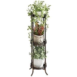 COPREE 3-tier Plant Stand, Space-Saving Iron Planter Shelves Flower Pot Organizer Rack Multiple Flower Pot Display Holder Shelf Indoor Outdoor Heavy Duty Planter Shelving Unit