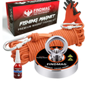 FINDMAG Super Strong Neodymium Fishing Magnets Kit, 500 LBS Pulling Force Magnetic Fishing Kit, Diameter 2.36 inch(60 mm) Magnets for Retrieving in River and Magnet Fishing