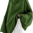 Saodimallsu Womens Oversized Sweaters Mock Neck Batwing Long Sleeve 2026 Fall Trendy Ribbed Knit Casual Tunic Sweater (Large, Army Green)