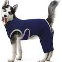 Kuoser Dog Surgery Recovery Suit, Professional Dog Surgical Suit for Back Legs, Soft Dogs Recovery Sleeve to Prevent Licking Biting Wounds, Dogs Onesie After Surgery Elbow Protector, Blue, Size: XL