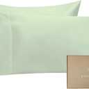 Bioweaves 100% Organic Cotton Pillow Cases 300 Thread Count Soft Sateen Weave GOTS Certified  Standard/Queen Size, Set of 2, Pastel Green
