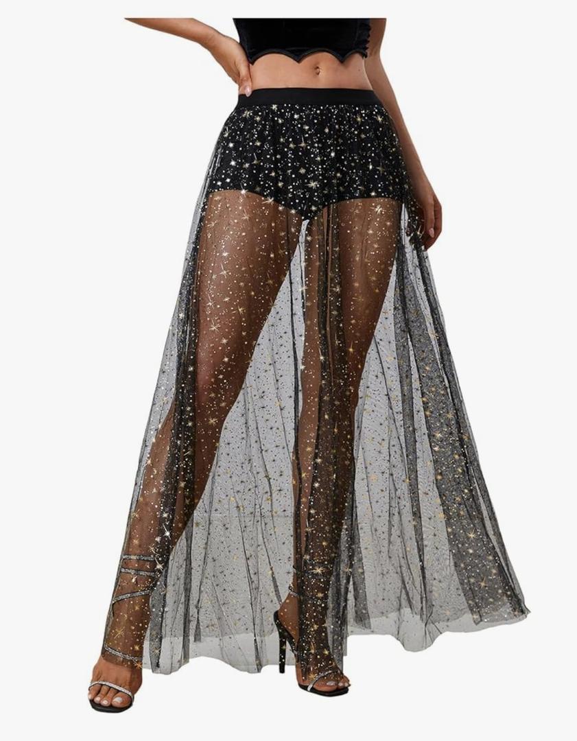Milumia Women's Sheer Mesh Skirt See Through A Line High Waist Maxi Skirt Rave Festival Clubwear Small Milumia Women's Sheer Mesh Skirt See Through A Line High Waist Maxi Skirt Rave Festival Clubwear Small