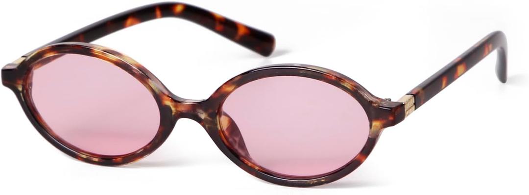 VIA LEECA Retro Oval Sunglasses for Women Cute 90s Small Oval Sun Glasses (Tortoise Frame Pink Lens) VIA LEECA Retro Oval Sunglasses for Women Cute 90s Small Oval Sun Glasses (Tortoise Frame Pink Lens)