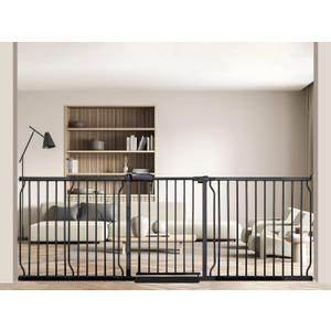 Extra Wide Baby Gate 85.8-90.5 Inch, Pressure Mounted No Drilling, for Stairs & Doorways, Metal Black Indoor Safety Gate for Kids and Dogs