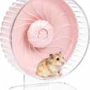 Silent Hamster Wheel, 10in Hamster Wheel with Adjustable Stand, Double-Bearing Quiet Spinner for Syrian Hamsters, Hedgehogs, Mice & Small Pets, Pink