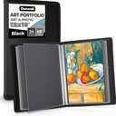 Dunwell 12x18 Art Portfolio Binder with Mounting Paper (Black), Large Portfolio Folder for Artwork Storage, 24 Clear Sleeves Display 48 Pages, 12 x 18 Presentation Book, Acid-Free Poly