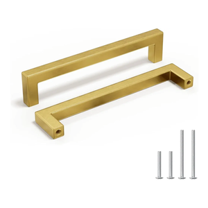homdiy 30 Pack 6-1/4 Inch Gold Handles for Cabinets Kitchen Cabinet Handles Brushed Brass Cabinet Pulls Gold Hardware for Cabinets Stainless Steel Modern Hardware