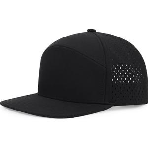 Quick Dry Baseball Cap Flat Brim Snapback Hat Sun and Rain Protection Golf Hat for Men Women (One Size, Black)