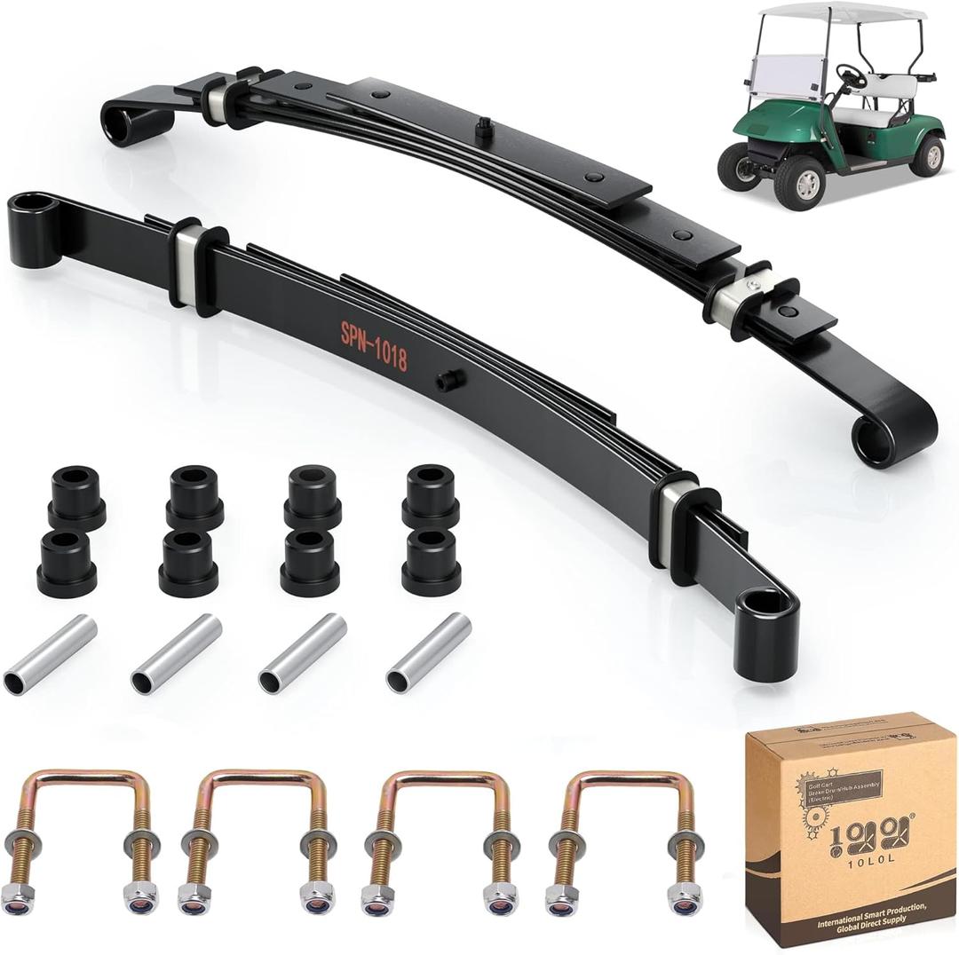 10L0L Heavy Duty Golf Cart Rear Leaf Spring Kit - 4-leaf Spring with Bushings & Sleeves for EZGO TXT Golf Cart 1995-2013