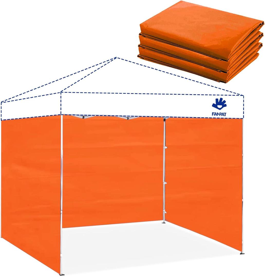 Fanpat Instant Canopy Tent Sidewalls for 10x10 Pop Up Canopy Waterproof, 99% UV Protection, 3 Piece Sidewalls, Orange(3PCS Sidewall Only, Canopy Tent NOT Included)