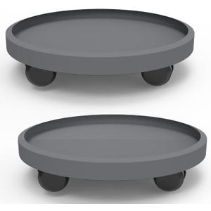 2 Pack of 14 Inch Heavy Duty Plant Caddy with Wheels,Rolling Plant Stand Pot Trolley,Wheeled Planter Saucer Tray,Potted Flower Mover Dolly with Casters Round Coaster for Indoor Outdoor