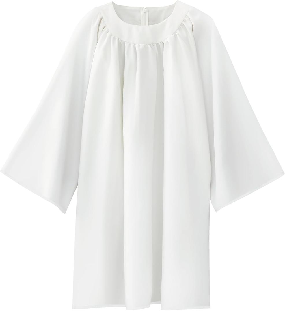 Toulite White Matte Choir Robes Adults Religious Angel Costume for Priest Pope Surplice Baptism Wedding Church, 34"
