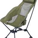 iClimb Ultralight Compact Camping Folding Beach Chair with Anti-Sinking Large Feet (Green - Triangular Frame High Back - 2PC)