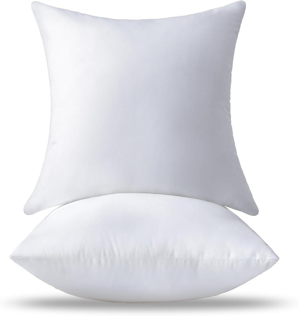 18 x 18 Pillow Inserts Set of 2 - Premium Soft and Fluffy 18 Inch Medium Sofa Decorative White Square Throw Pillow Inserts Stuffing for Living Room Couch and Bedroom Interior Cushions