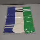 Haloumoning 3 Pairs Boys Soccer Athletic Socks Kids Striped Football Knee High Uniform Sports Tube Socks 4-15 Years (S)
