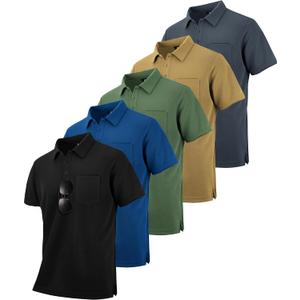 SCODI 5 Pack Mens Pocket Polo Shirts Short Sleeve Multipack Golf Shirt for Men Moisture Wicking Casual Athletic Work T-Shirts (M)