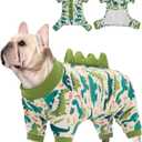 CuteBone Dinosaur Costume Dog Pajamas, Stretchy Spandex Crystal Velvet Sleepwear Coat for Small Dogs, Soft & Warm Pet Outfit Clothes for Cold Weather, Cozy Pullover Design COSP05(XL)