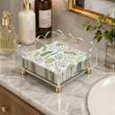 Scalloped Clear Acrylic Napkin Holder with Gold Metal Feet - Fits Standard 6.5x6.5 Inch Luncheon/Dinner Napkins, Square Table Caddy