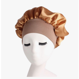 Bonnet Satin Bonnet for Curly Hair Sleeping Black Women, with Elastic Soft Band Bonnet for Curly Dreadlock Braid Hair,  Pack 4 (gold, purple, pink, black)