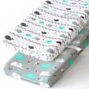Stretchy Changing Pad Covers for Boys Girls,2 Pack Jersey Knit,Elephant & Whale