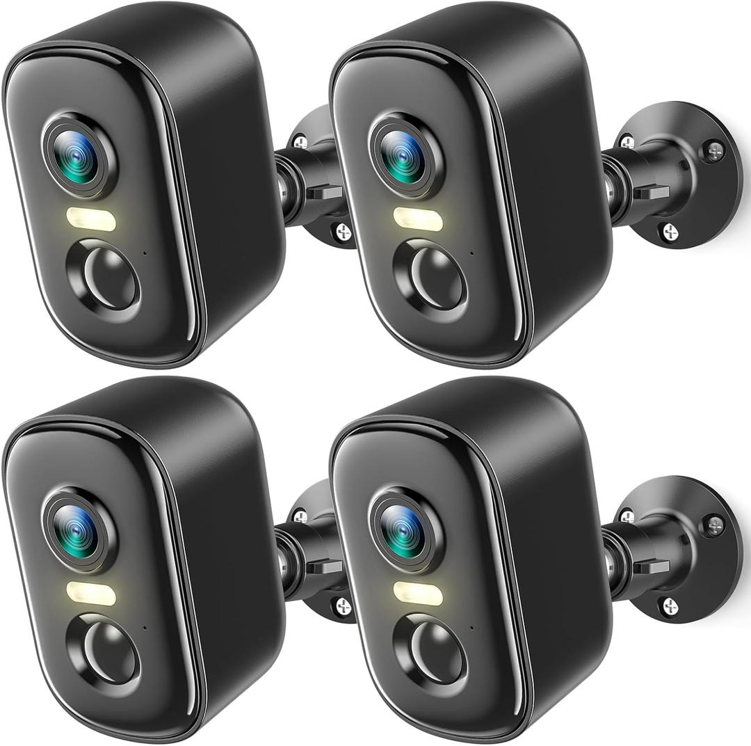 2K Security Cameras Wireless Outdoor, 4 Pack Battery Powered WiFi Cameras for Home Security with AI Motion Detection, Spotlight Color Night Vision, 2-Way Talk, Siren Alarm, IP65, Cloud/SD Storage