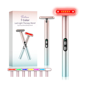 Led-Face-Wand，7 in 1 LED Light Therapy Facial Red & Blue Rejuvenation Tool