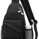 Small Crossbody Bag Casual Sling Bag for Men, Convertible Backpack, 3-in-1 Anti-Theft Shoulder Bag Trendy Daypack for Travel, Black