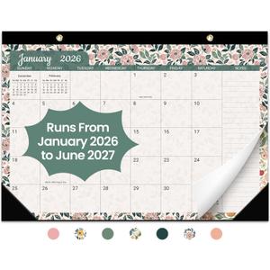 Desk Calendar 2026, 18 Months Calendar Runs from January 2026 to June 2027 - Large 17" x 12" Desktop/Wall Monthly Calendar for Home School, or Office - Rustic Botanical