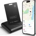 Wallet Tracker Card  Works with Apple Find My [Apple MFi Certified, iOS Only], Slim 1.65mm Bluetooth Item Finder, IP68 Waterproof, Wireless Rechargeable GPS Locator for Wallet, Keys & Luggage (Black)