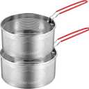 Pasta Strainer Set of 2, Stainless Steel Noodle strainer with Removable Handle Metal Pasta Strainer Basket Deep Fryer Basket, Kitchen Colander for Washing Draining Deep-frying Boiling Steaming(20cm)