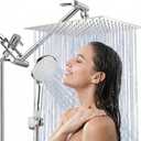 Shower Head, 8 Inch High Pressure Rainfall Shower Head/Handheld Shower Combo with 11 Inch Extension Arm, 9 Settings Adjustable Anti-leak Shower Head with Holder/Hose, Height/Angle Adjustable
