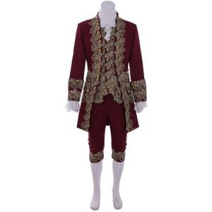 MelangCos Men's Victorian Costume Rococo Costume Suit Prince Cosplay Regency Costume for Halloween (Large, Maroon)