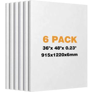 6 Pack 36" x 48" Foam Board,0.23 Inch Thick White Foam Poster Board, Large Acid-Free Foam Core Board, Polystyrene Rigid Foamboard for Backdrop, Display, Mounting, Sign Making
