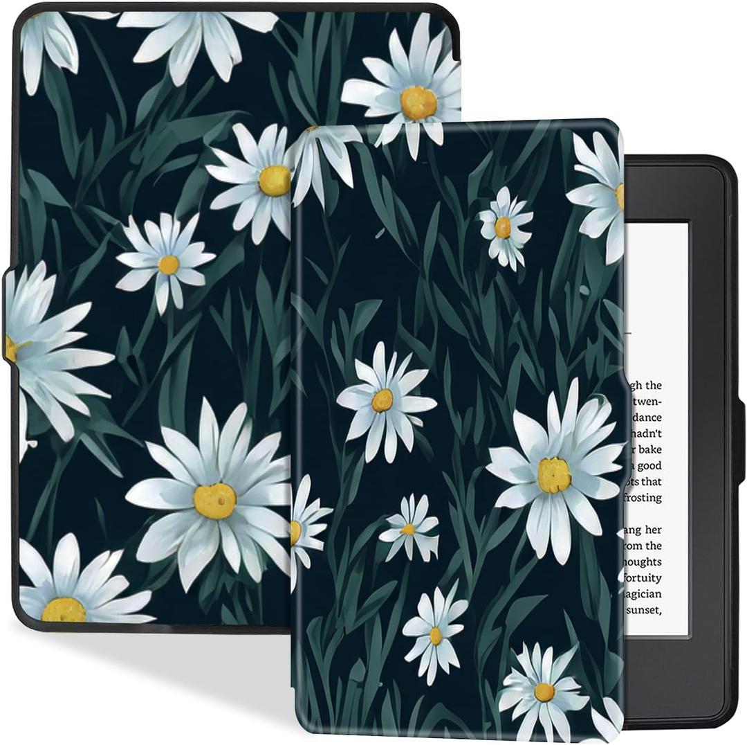 BOZHUORUI Slim Case for Kindle Paperwhite 5th/6th/7th Generation Prior to 2018 (2012-2017 Release, Model EY21 & DP75SDI) - Premium PU Leather Protective Cover with Auto Sleep/Wake (Daisy)