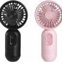 Mini Portable Fan 2 Pack, Cute Handheld Fan Battery Operated Lightweight Small Personal Fan with 3 Speeds and USB Rechargeable Eyelash Fan for Stylish Girl Kids Women Men Office Outdoor Travel Camping (Black & Pink)